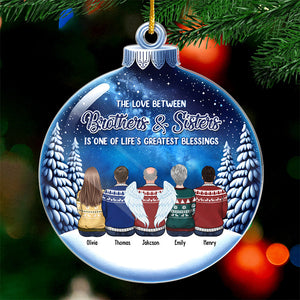 L'amour entre frères et sœurs est éternel - Décoration familiale personnalisée - Boule de neige en acrylique - Cadeau de Noël pour les membres de la famille