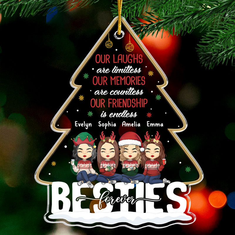 Nos rires sont sans limites - Décoration personnalisée pour meilleure amie - En forme de sapin de Noël en acrylique - Cadeau de Noël pour meilleures amies, meilleures amies, sœurs