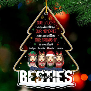 Nos rires sont sans limites - Décoration personnalisée pour meilleure amie - En forme de sapin de Noël en acrylique - Cadeau de Noël pour meilleures amies, meilleures amies, sœurs