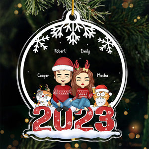 Embrassez l'esprit de Noël - Ornement personnalisé en forme de chat - Acrylique - Cadeau de Noël pour les propriétaires et les amoureux des animaux
