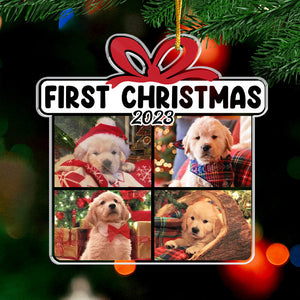 Photo personnalisée « Joyeux Pawlidays » - Ornement personnalisé pour chien et chat - Forme personnalisée en acrylique - Cadeau de Noël pour propriétaires et amoureux des animaux