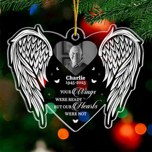Photo personnalisée que vous vivez toujours dans nos cœurs - Ornement commémoratif personnalisé personnalisé - Forme personnalisée en acrylique - Cadeau de Noël, cadeau de condoléances pour les membres de la famille