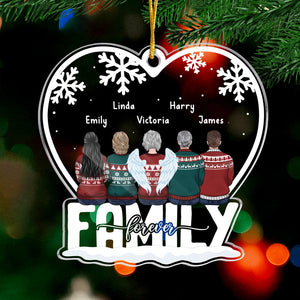 Famille pour toujours - Ornement personnalisé pour la famille - Forme personnalisée en acrylique - Cadeau de Noël pour les membres de la famille