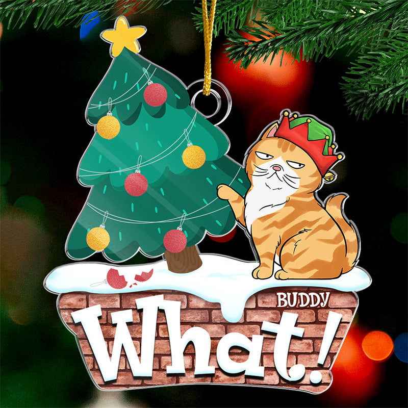 Petit assistant du Père Noël – Ornement personnalisé en acrylique en forme de chat – Cadeau de Noël pour les propriétaires et les amoureux des animaux