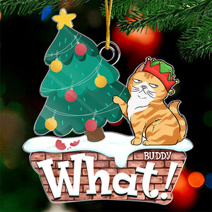 Petit assistant du Père Noël – Ornement personnalisé en acrylique en forme de chat – Cadeau de Noël pour les propriétaires et les amoureux des animaux