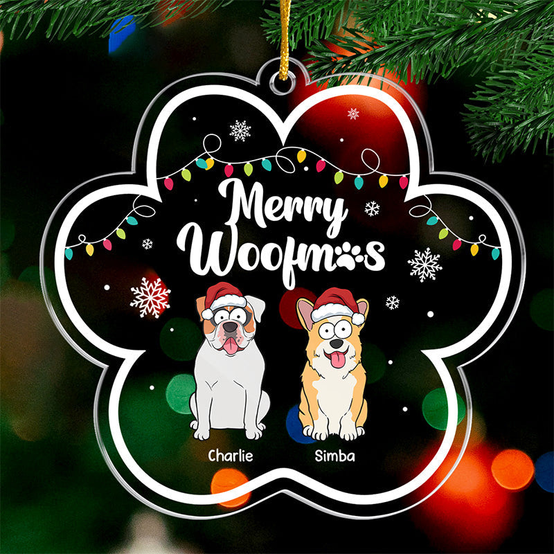 Joyeux Noël ! Décoration personnalisée pour chien en acrylique en forme de fleur. Cadeau de Noël pour les propriétaires et les amoureux des animaux.