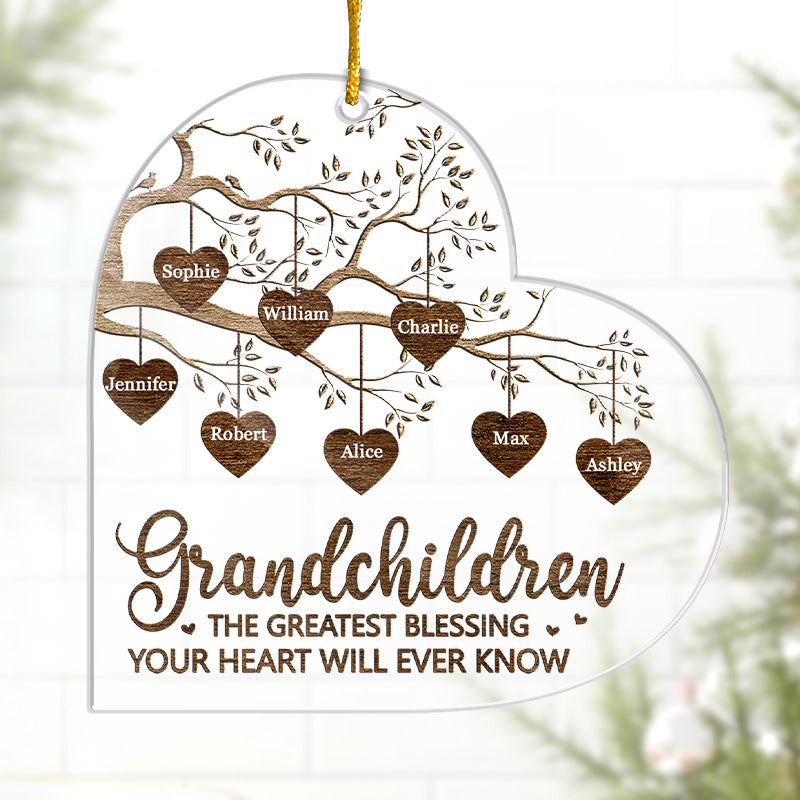 La plus grande bénédiction - Ornement personnalisé pour la famille - En acrylique en forme de cœur - Cadeau de Noël pour les membres de la famille