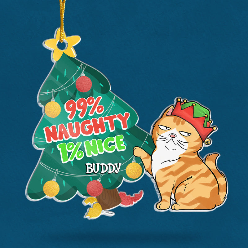 Feliz Naughty Cat - Décoration personnalisée en acrylique pour chat - Cadeau de Noël pour les propriétaires et les amoureux des animaux