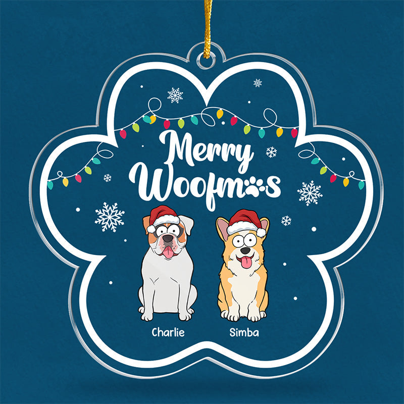 Joyeux Noël ! Décoration personnalisée pour chien en acrylique en forme de fleur. Cadeau de Noël pour les propriétaires et les amoureux des animaux.