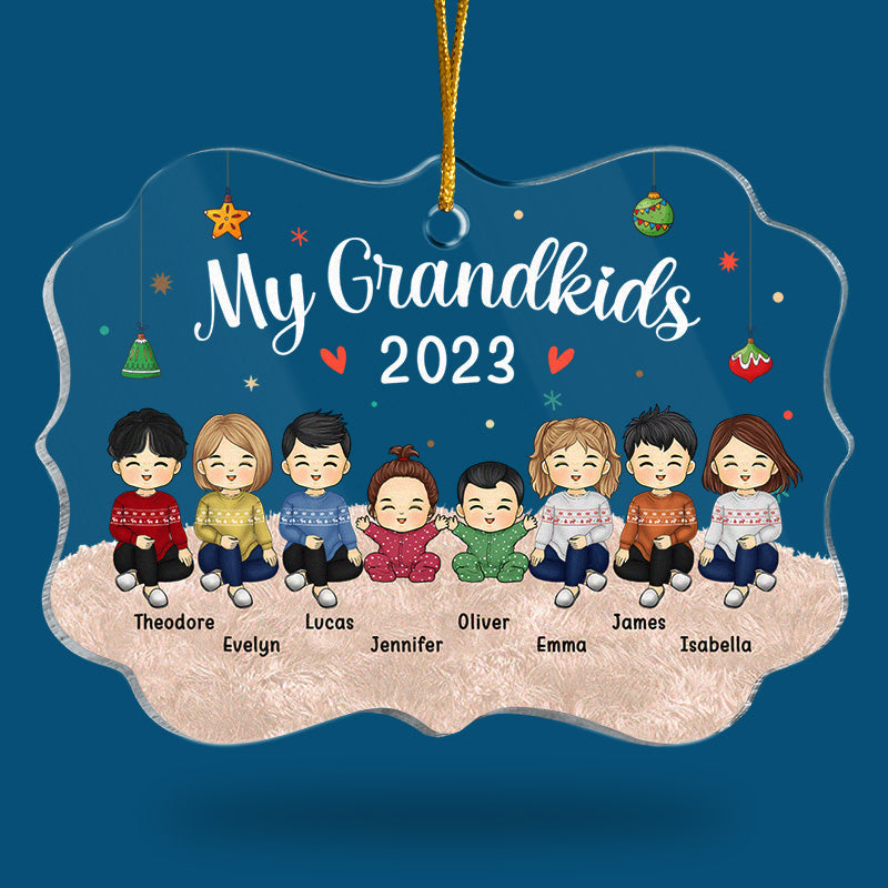 Merveilleux petits-enfants - Ornement personnalisé familial - Forme Benelux en acrylique - Cadeau de Noël pour les membres de la famille