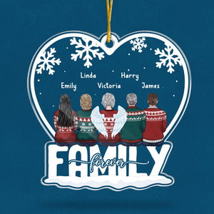 Famille pour toujours - Ornement personnalisé pour la famille - Forme personnalisée en acrylique - Cadeau de Noël pour les membres de la famille