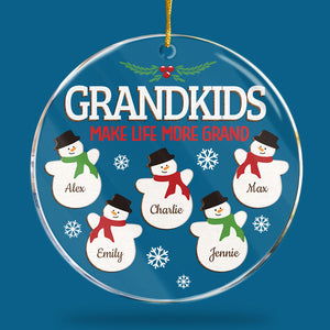Les petits-enfants rendent la vie plus belle - Décoration familiale personnalisée - Forme ronde en acrylique - Cadeau de Noël pour grand-mère