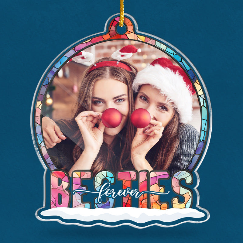 Photo personnalisée « Nous sommes ensemble pour toujours » – Ornement personnalisé pour la famille – Boule à neige en acrylique – Cadeau de Noël pour les membres de la famille