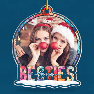 Photo personnalisée « Nous sommes ensemble pour toujours » – Ornement personnalisé pour la famille – Boule à neige en acrylique – Cadeau de Noël pour les membres de la famille