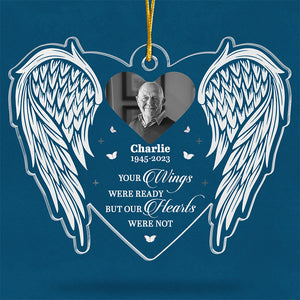 Photo personnalisée que vous vivez toujours dans nos cœurs - Ornement commémoratif personnalisé personnalisé - Forme personnalisée en acrylique - Cadeau de Noël, cadeau de condoléances pour les membres de la famille