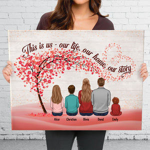 Grands-parents et petits-enfants liés à jamais - Toile horizontale personnalisée pour la famille - Cadeau pour les membres de la famille