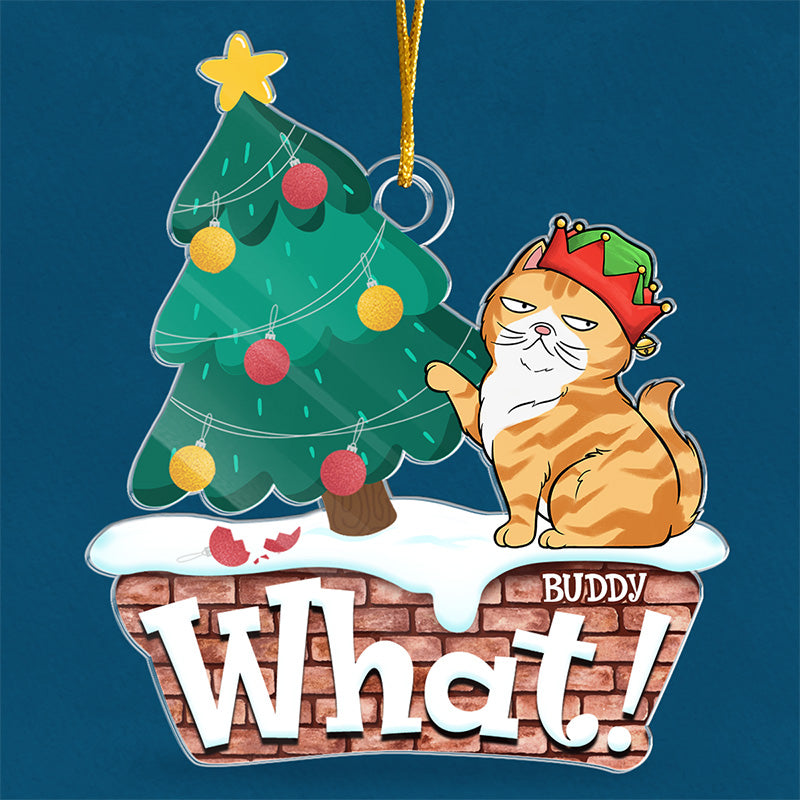 Petit assistant du Père Noël – Ornement personnalisé en acrylique en forme de chat – Cadeau de Noël pour les propriétaires et les amoureux des animaux