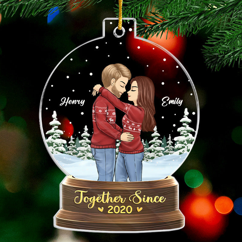 Ensemble jusqu'au bout - Ornement personnalisé pour couple - Boule à neige en acrylique - Cadeau de Noël pour mari et femme, anniversaire