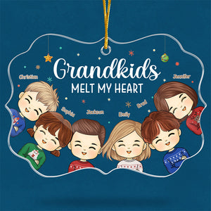Grandkids Melt My Heart - Family Personalized Custom Ornament - Acrylic Benelux Shaped - Christmas Gift For Grandma