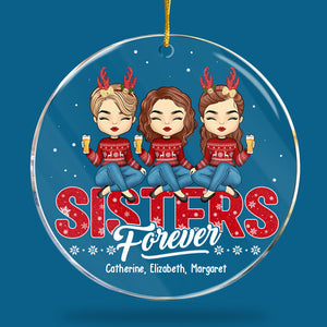 Besties Forever - Décoration personnalisée Bestie - Forme ronde en acrylique - Cadeau de Noël pour meilleures amies, meilleures amies, sœurs