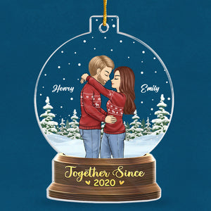 Ensemble jusqu'au bout - Ornement personnalisé pour couple - Boule à neige en acrylique - Cadeau de Noël pour mari et femme, anniversaire