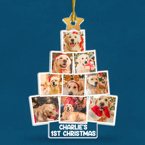 Photo personnalisée « Joyeux premier Noël » - Décoration personnalisée pour chien et chat - Forme personnalisée en acrylique - Cadeau de Noël pour propriétaires et amoureux des animaux