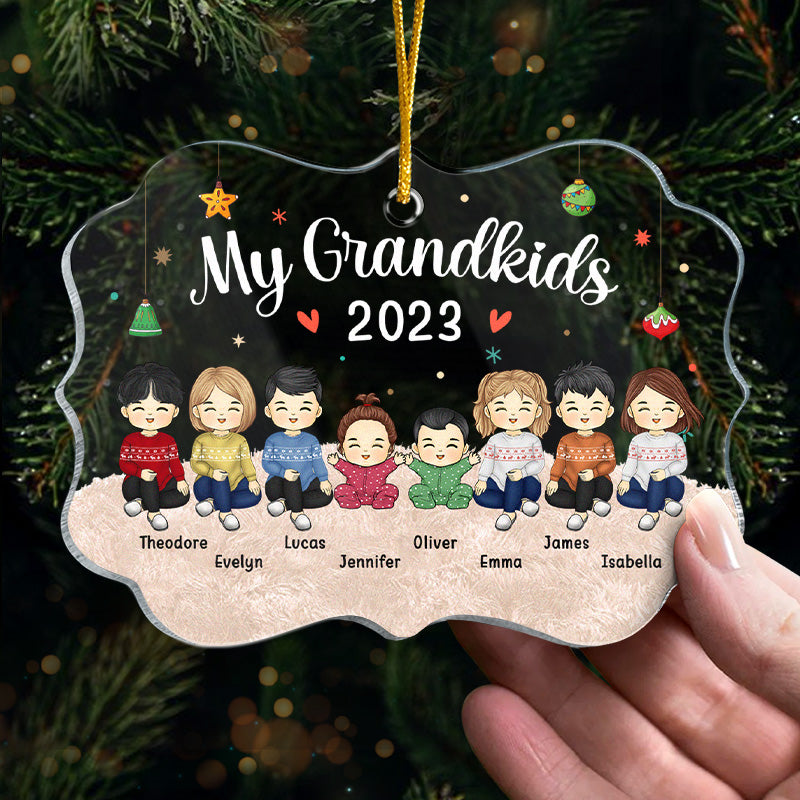 Merveilleux petits-enfants - Ornement personnalisé familial - Forme Benelux en acrylique - Cadeau de Noël pour les membres de la famille