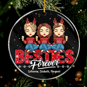 Besties Forever - Décoration personnalisée Bestie - Forme ronde en acrylique - Cadeau de Noël pour meilleures amies, meilleures amies, sœurs