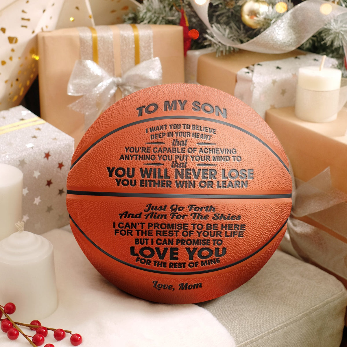 Maman à fils - Tu ne perdras jamais - Ballon de basket dégonflé avec pompe 