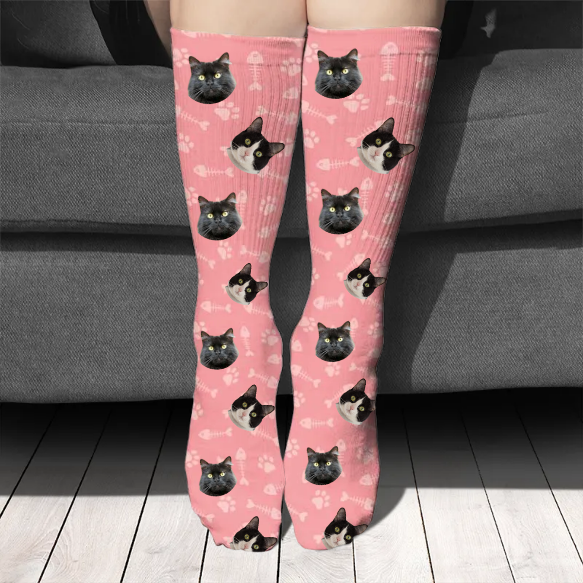 Image d'animal de compagnie en couleur - Cadeau pour les amoureux des chats - Chaussettes personnalisées