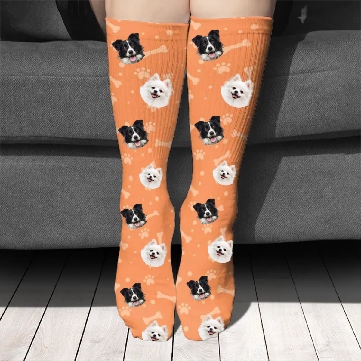 Image d'animal de compagnie en couleur - Cadeau pour les amoureux des chiens - Chaussettes personnalisées