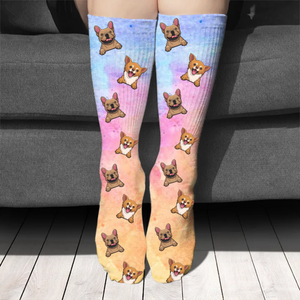 Galaxie colorée - Cadeau pour les amoureux des chiens - Chaussettes personnalisées