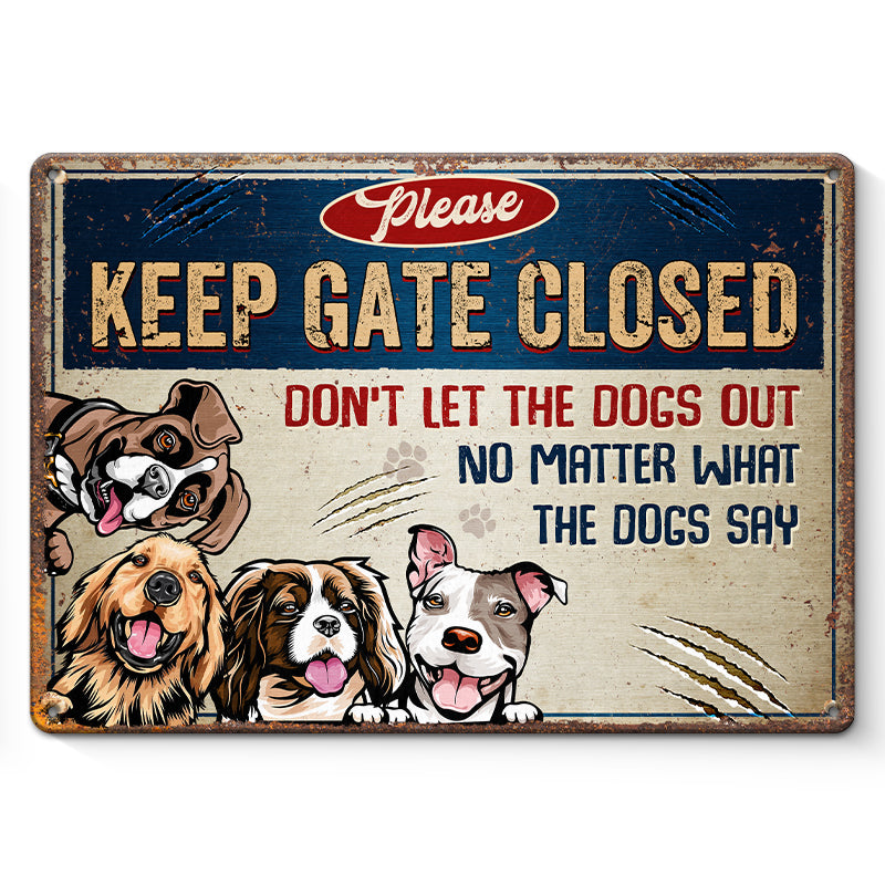 Veuillez garder la porte fermée - Plaque en métal personnalisée pour chien - Cadeau de pendaison de crémaillère pour les propriétaires et les amoureux des animaux