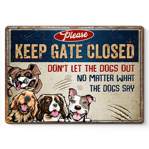 Veuillez garder la porte fermée - Plaque en métal personnalisée pour chien - Cadeau de pendaison de crémaillère pour les propriétaires et les amoureux des animaux