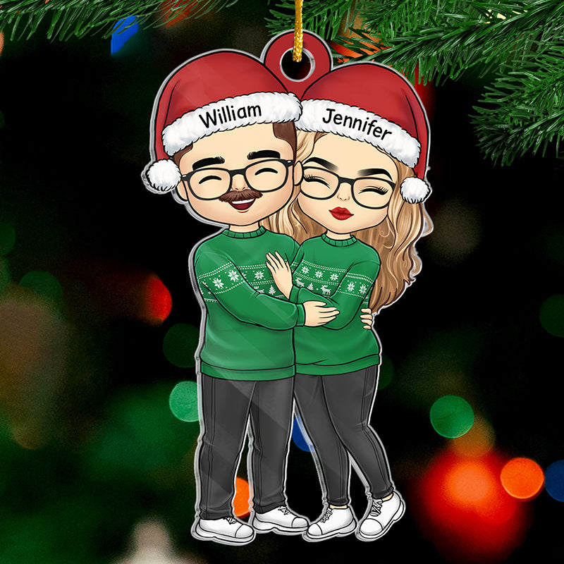 Bébé, il fait froid dehors - Ornement personnalisé pour couple - Forme personnalisée en acrylique - Cadeau de Noël pour mari et femme, anniversaire