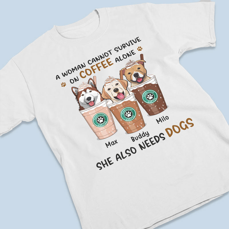 Une femme a besoin d'un café et d'un chien - T-shirt unisexe personnalisé, sweat à capuche, sweat-shirt - Cadeau pour les propriétaires et les amoureux des animaux