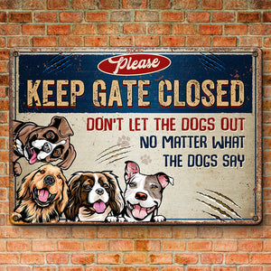 Veuillez garder la porte fermée - Plaque en métal personnalisée pour chien - Cadeau de pendaison de crémaillère pour les propriétaires et les amoureux des animaux