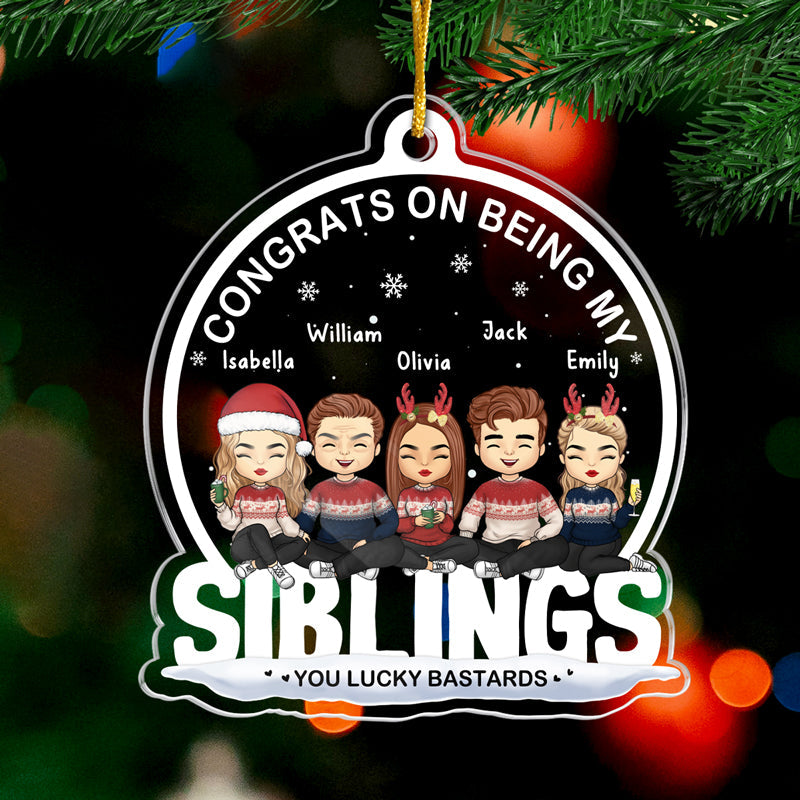 La famille est ma priorité ! Décoration personnalisée en acrylique en forme de boule à neige. Cadeau de Noël pour frères et sœurs, cousins, amis et collègues.