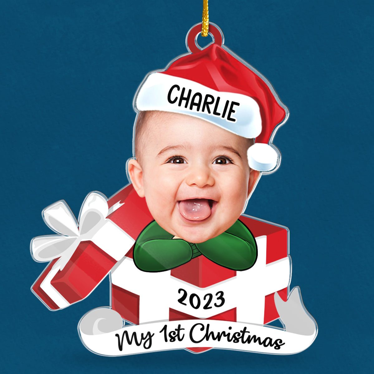 Photo personnalisée Salut, je suis nouveau ici - Ornement personnalisé personnalisé pour la famille - Forme personnalisée en acrylique - Cadeau de Noël pour bébé, enfants, nouveau-né