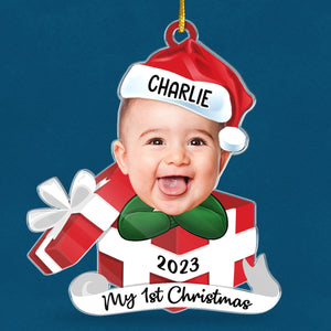 Photo personnalisée Salut, je suis nouveau ici - Ornement personnalisé personnalisé pour la famille - Forme personnalisée en acrylique - Cadeau de Noël pour bébé, enfants, nouveau-né