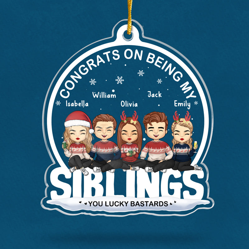 La famille est ma priorité ! Décoration personnalisée en acrylique en forme de boule à neige. Cadeau de Noël pour frères et sœurs, cousins, amis et collègues.