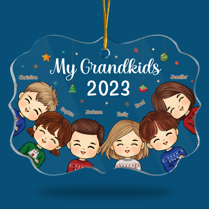 Mes petits-enfants me rendent heureux ! Décoration personnalisée pour la famille - Acrylique en forme de Benelux - Cadeau de Noël pour les membres de la famille