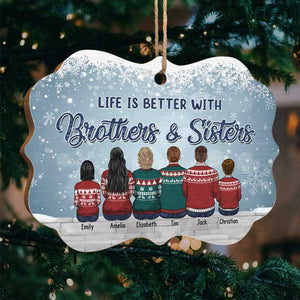 La vie est meilleure entre frères et sœurs - Décoration familiale personnalisée en bois et aluminium, forme Benelux - Cadeau de Noël pour frères et sœurs