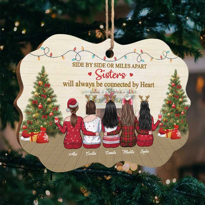 Les sœurs seront toujours liées par le cœur - Décoration de Noël personnalisée en bois/aluminium en forme de Benelux - Cadeau pour meilleure amie, meilleure amie, sœur, cadeau d'anniversaire pour meilleure amie et amie, cadeau de Noël