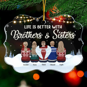 La vie est meilleure avec nos frères et sœurs - Décoration familiale personnalisée - Acrylique en forme de Benelux - Cadeau de Noël pour frères et sœurs