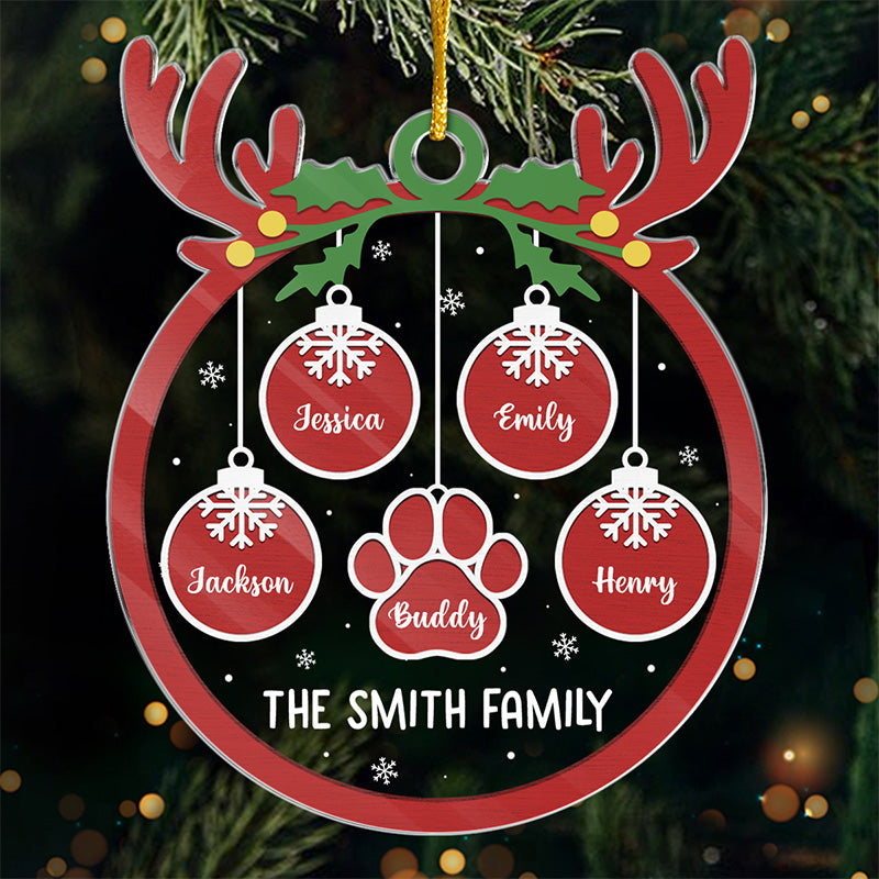 L'amour familial se réchauffe à Noël - Décoration personnalisée pour la famille - Forme personnalisée en acrylique - Cadeau de Noël pour les membres de la famille