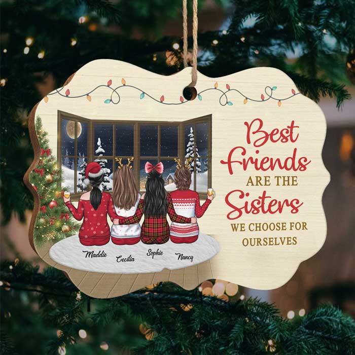 Les meilleures amies sont les sœurs que nous choisissons - Décoration de Noël en bois personnalisée en forme de Benelux - Cadeau pour meilleure amie, meilleure amie, sœur, cadeau d'anniversaire pour meilleure amie et amie, cadeau de Noël