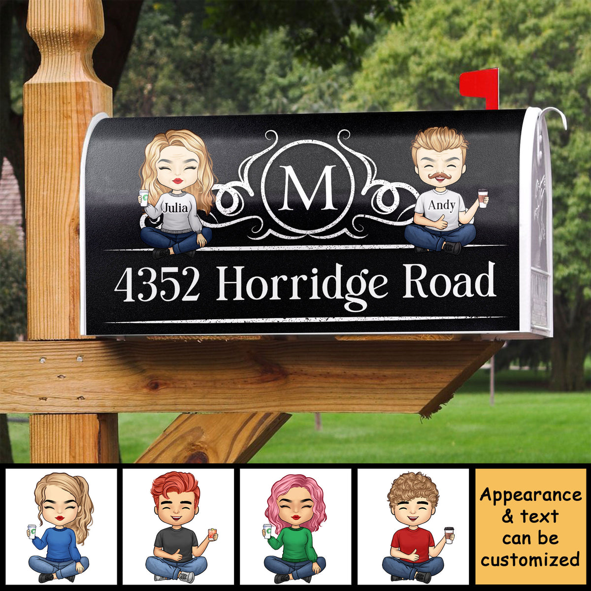 Nom de famille Adresse de la maison - Couverture magnétique personnalisée pour boîte aux lettres