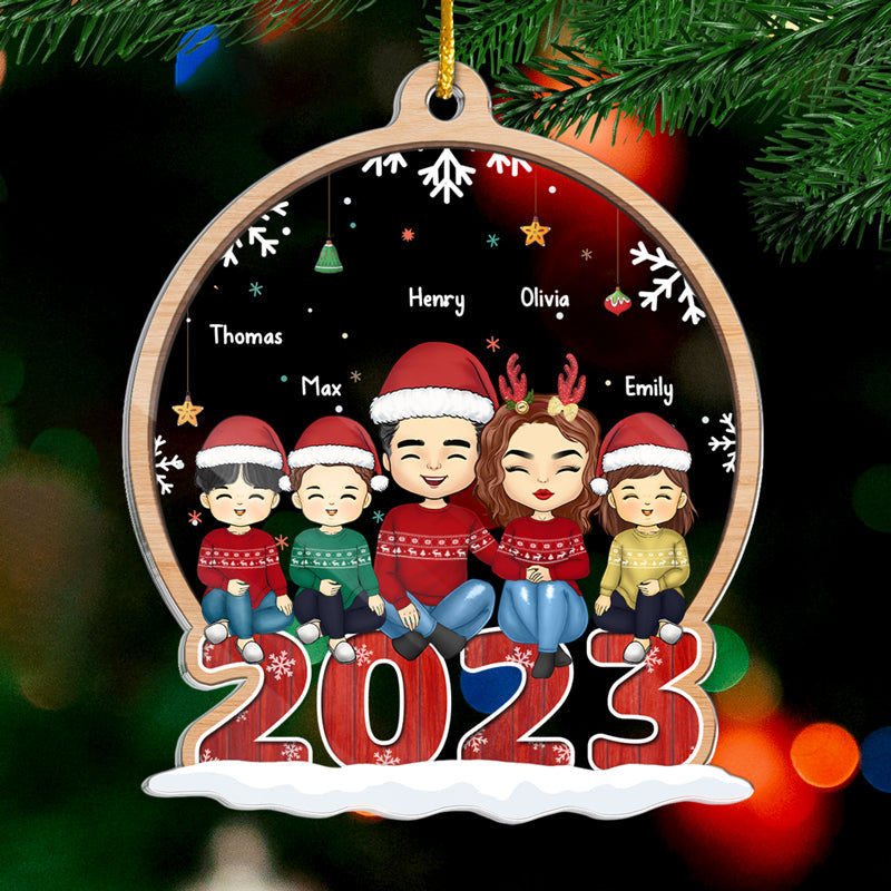 Lumières scintillantes et nuits douillettes - Décoration personnalisée pour la famille - Forme personnalisée en acrylique - Cadeau de Noël pour les membres de la famille