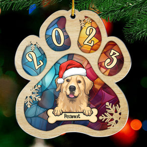 Joyeuses fêtes de fin d'année ! Ornement personnalisé pour chien et chat en acrylique en forme de patte ! Cadeau de Noël pour les propriétaires et les amoureux des animaux.